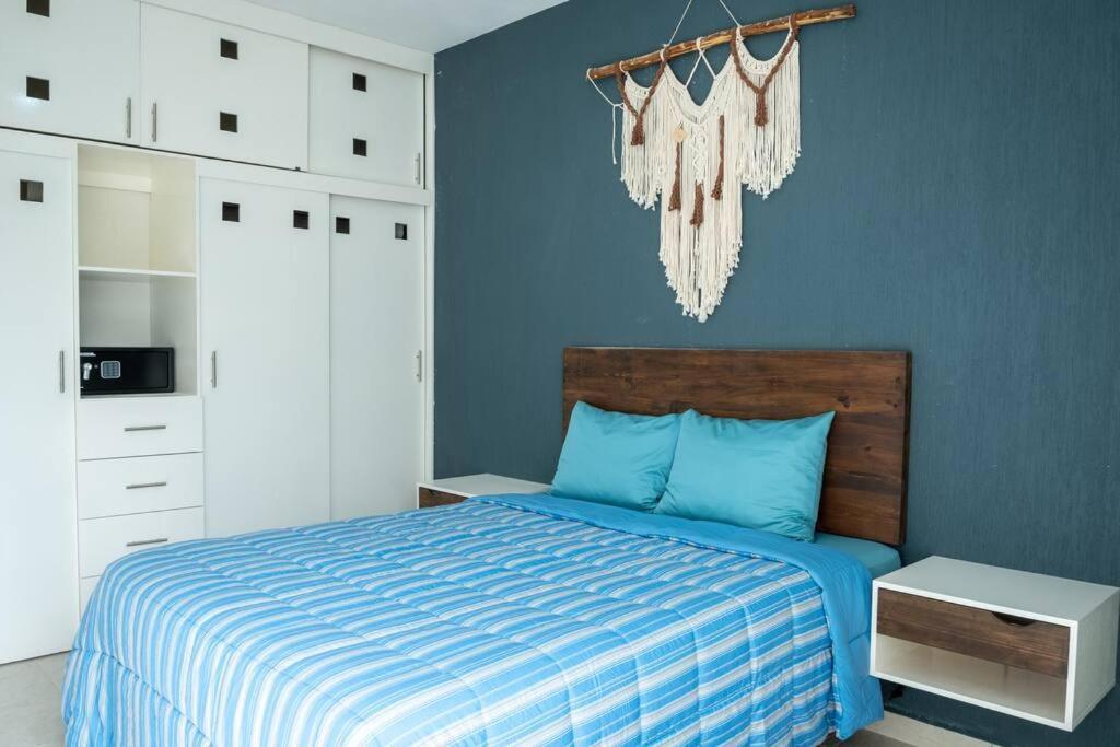 Апартаменты Depto 2 Rec. Con Vista A La Piscina En C. Privada Плая-дель-Кармен Экстерьер фото