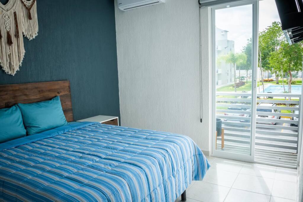 Апартаменты Depto 2 Rec. Con Vista A La Piscina En C. Privada Плая-дель-Кармен Экстерьер фото